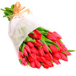 Red Tulips Gift Wrap Bouquet